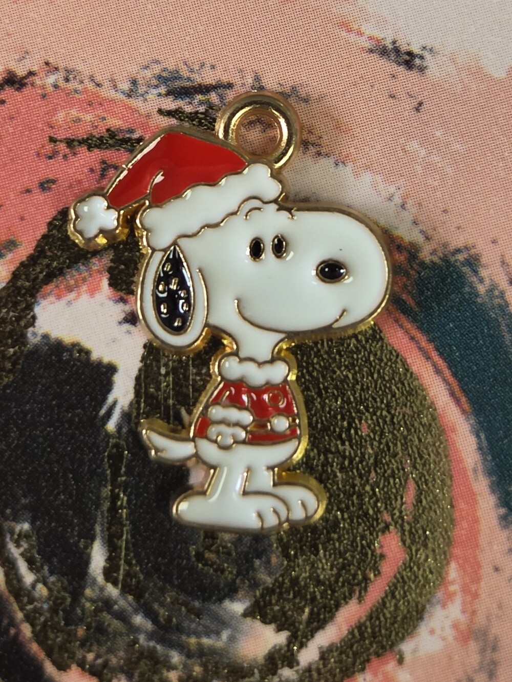 Snoopy Kids Christmas Charm - Red & White Holiday Pendant